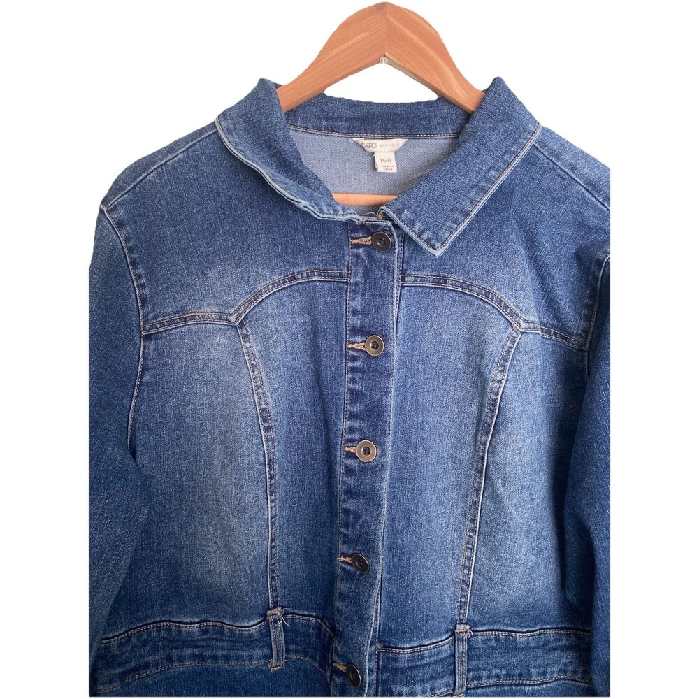 Cato Western Stretch Denim Shirt Dress Frayed Raw Hem Blue Plus Size 16W EUC - Picture 7 of 16